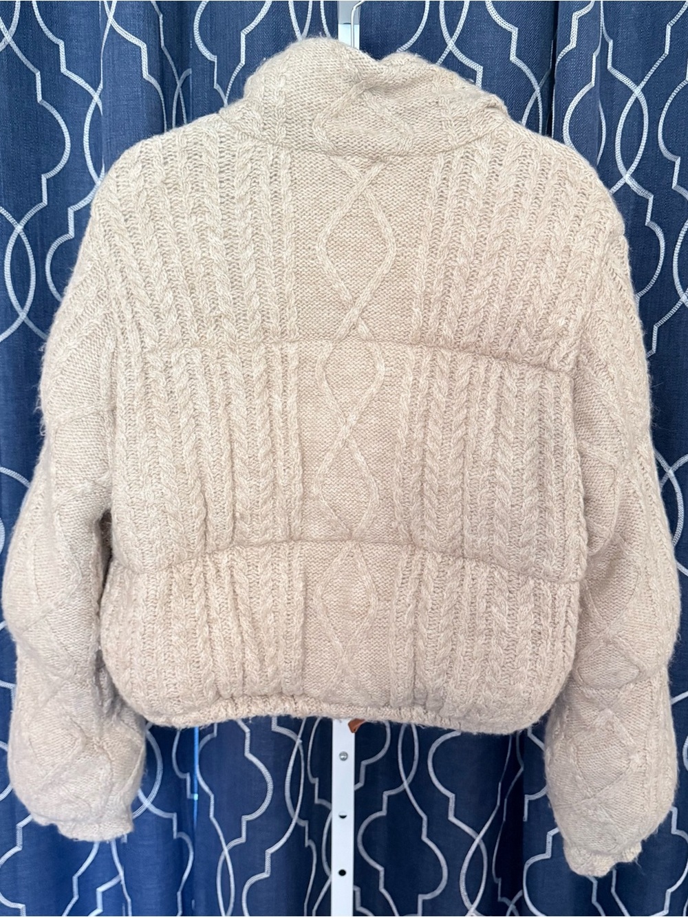 Blank NYC Cozy Cable Knit Puffer Jacket - Cream Size XS B27 - Picture 6 of 9